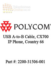 Polycom USB A-to-B Cable, CX700 IP Phone, Country 66 Polycom USB A-to-B Cable, CX700 IP Phone, Country 66
