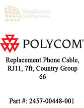 Polycom Replacement Phone Cable, RJ11, 7ft, Country Group 66 (2457-00448-001)