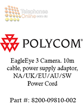 Polycom EagleEye 3 Camera. 10m cable, power supply adaptor, NA/UK/EU/AU/SW Power Cord (8200-09810-002)