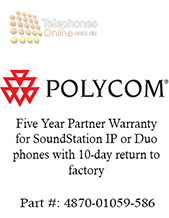 Polycom Five Year Partner Warranty for the VVX 300 310 400 410 with 10-day return to factory (4870-01059-586)