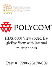 Polycom HDX 6000 View codec, EagleEye View with internal microphones, 10' NA power cord (7200-23170-002)