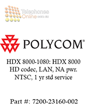 Polycom HDX 8000-1080: HDX 8000 HD codec, LAN, NA pwr. NTSC, 1 yr std service (7200-23160-002)