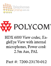 Polycom HDX 6000 View codec, EagleEye View with internal microphones, Power cord: 2.5m Aus, PAL (7200-23170-012)