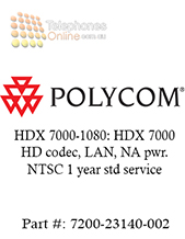 Polycom HDX 7000-1080: HDX 7000 HD codec, LAN, NA pwr. NTSC 1 year std service (7200-23140-002)