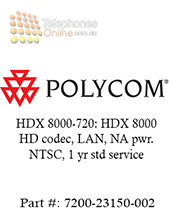 Polycom HDX 8000-720: HDX 8000 HD codec, LAN, NA pwr. NTSC, 1 yr std service (7200-23150-002)