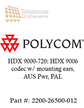 Polycom HDX 9000-720: HDX 9006 codec w/ mounting ears, AUS Pwr, PAL (2200-26500-012)