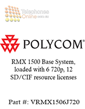 Polycom RMX 1500 Base System, loaded with 6 720p, 12 SD/CIF resource licenses (VRMX1506J720)