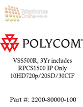 Polycom VSS500R, 3Yr includes RPCS1500 IP Only 10HD720p/20SD/30CIF (2200-80000-100)
