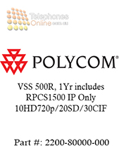 Polycom VSS 500R, 1Yr includes RPCS1500 IP Only 10HD720p/20SD/30CIF (2200-80000-000) Polycom VSS 500R, 1Yr includes RPCS1500 IP Only 10HD720p/20SD/30CIF (2200-80000-000)